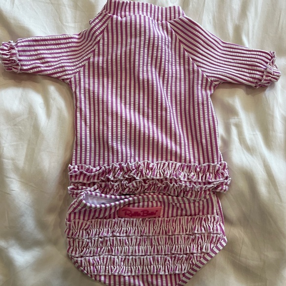 Pink & white striped Rufflebutts swimsuit - Picture 2 of 3